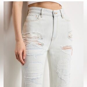 Good American High Rise Ripped Jeans - Light Blue